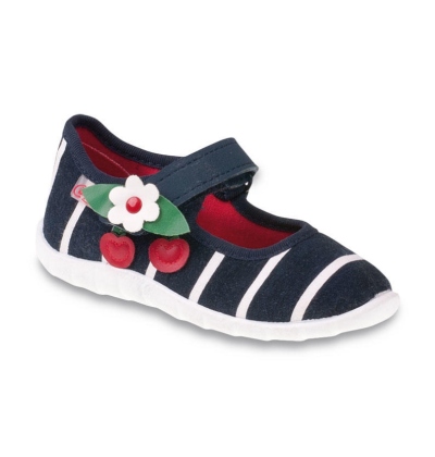 460P005 23 - balerínky, suchý zip,modrá,bílé pruhy