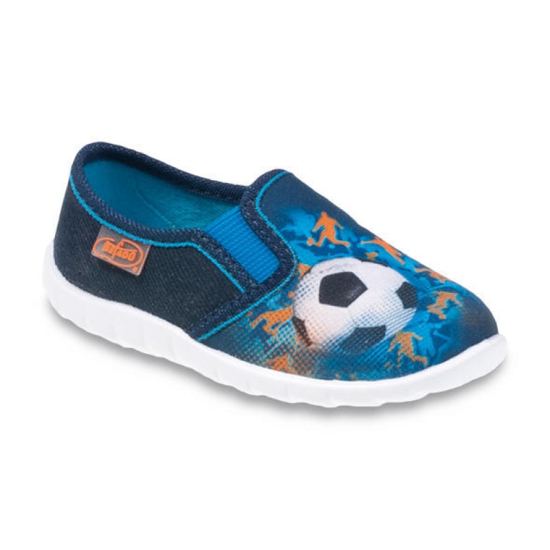 471P012 18 - chl.nazouvací, modrá, fotbal.míč