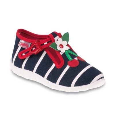 481P001 21 - dívčí přezka,tm.m., bílé pruhy,třešně