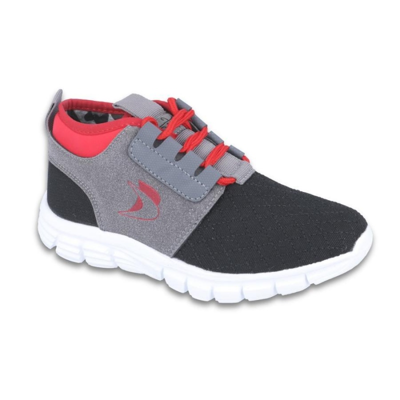 516Y037 34 - botasky SPORT, šněrovací,šedá+červená