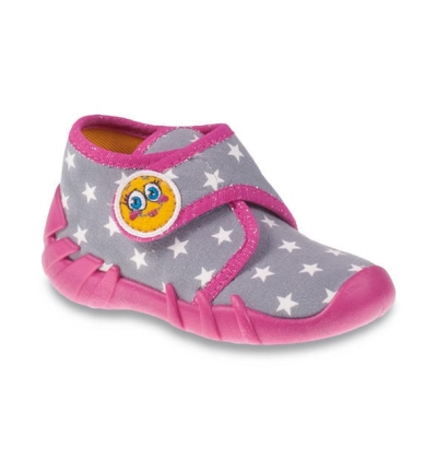 523P010 18 - dět.suchý zip, šedá, hvězdičky, smile