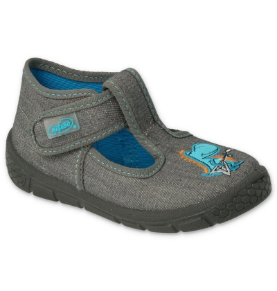 531P098 18 - chlapecké bačkorky Befado šedé, dino