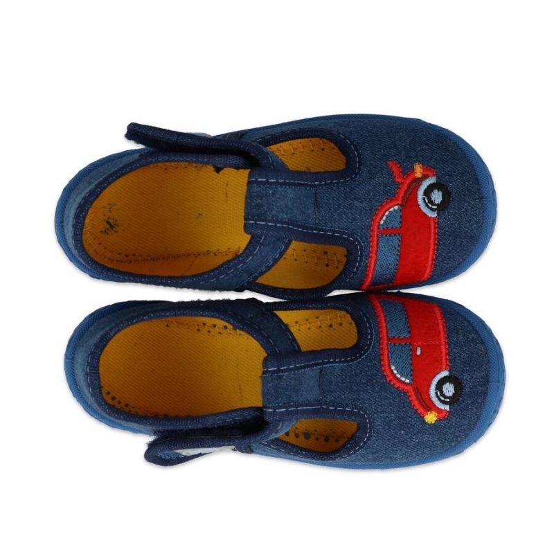 531P099 18 - chlapecké bačkorky Befado modré, auto