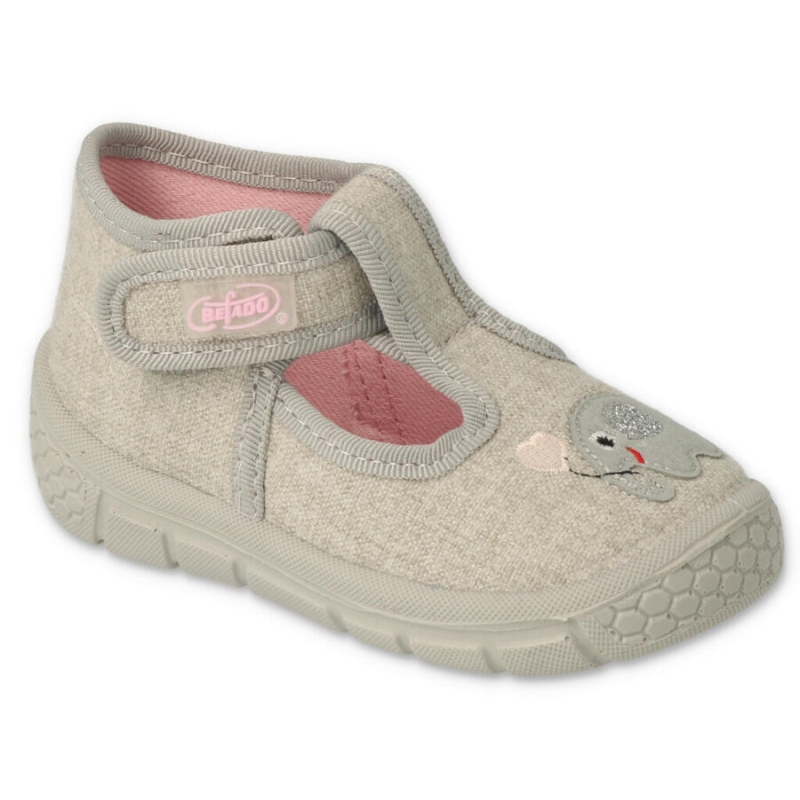531P103 18 -dívčí bačkorky Befado šedo-růžové,slon