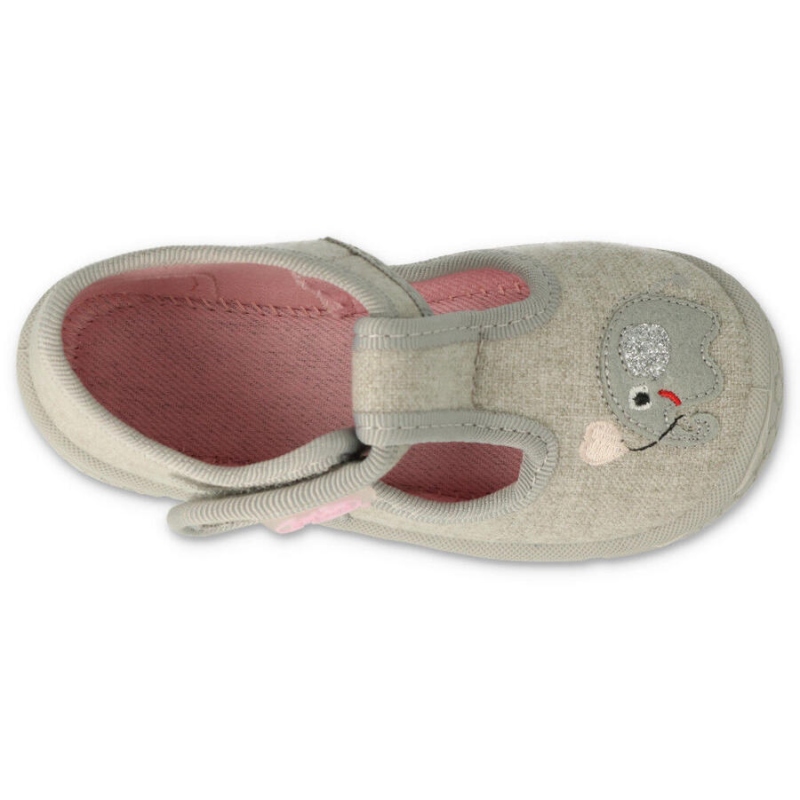 531P103 18 -dívčí bačkorky Befado šedo-růžové,slon