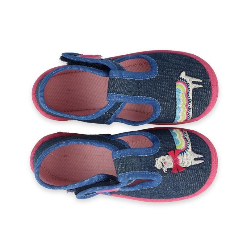 531P117 18 - dívčí bačkorky Befado modré, lama