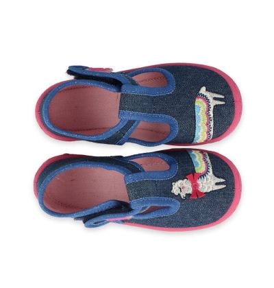 531P117 18 - dívčí bačkorky Befado modré, lama