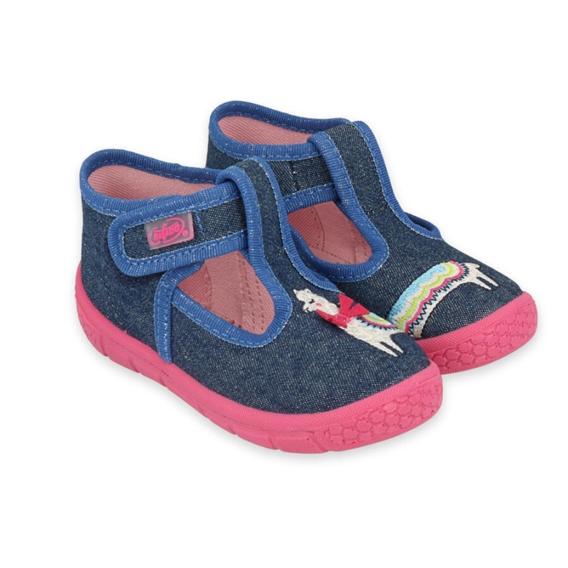 531P117 18 - dívčí bačkorky Befado modré, lama