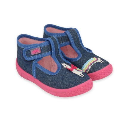 531P117 18 - dívčí bačkorky Befado modré, lama