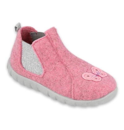 546P024 20 - dívčí bačkorky Befado růžové, motýlek