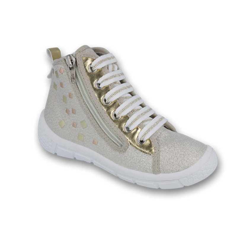 547X004 25 - dív.tenisky-kotníčkové, zip, zlaté