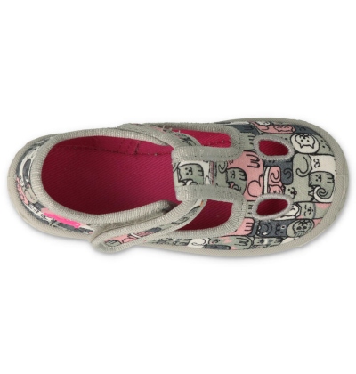 630P001 - dívčí bačkorky Befado šedé, kočky