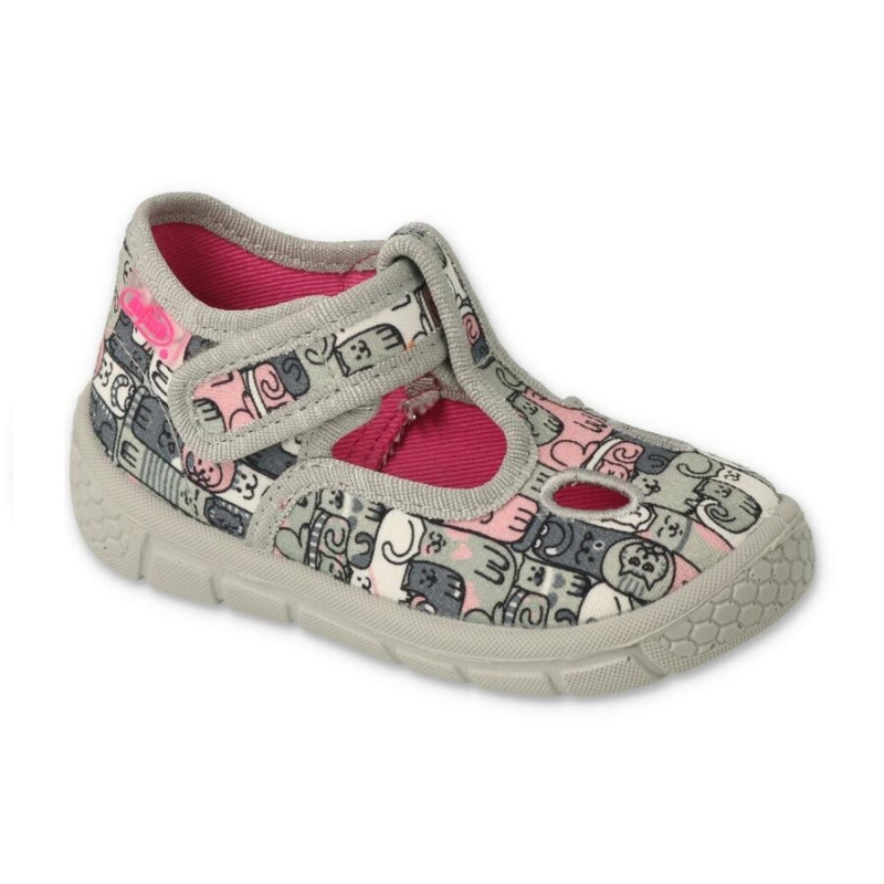 630P001 - dívčí bačkorky Befado šedé, kočky