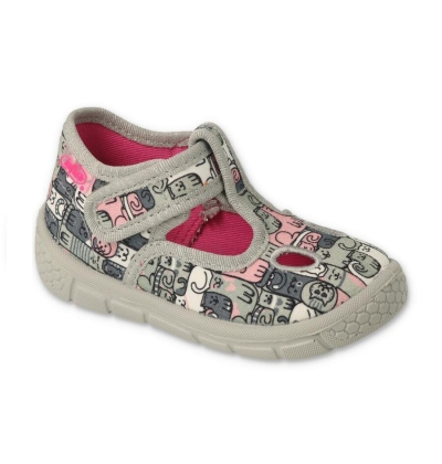 630P001 - dívčí bačkorky Befado šedé, kočky