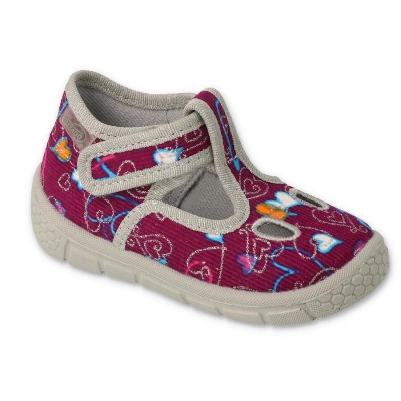 630P002 - dívčí bačkorky Befado vínová, srdce