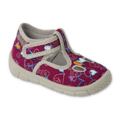 630P002 - dívčí bačkorky Befado vínová, srdce