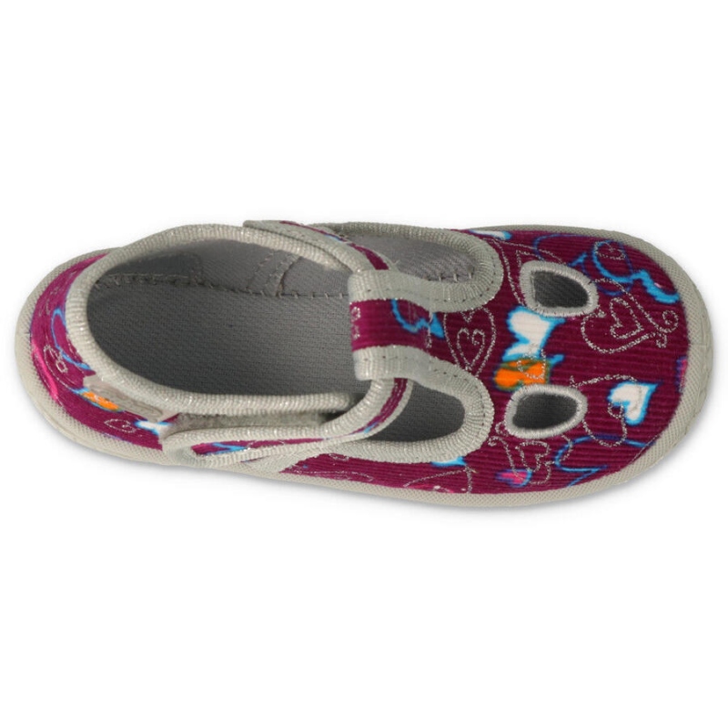 630P002 - dívčí bačkorky Befado vínová, srdce