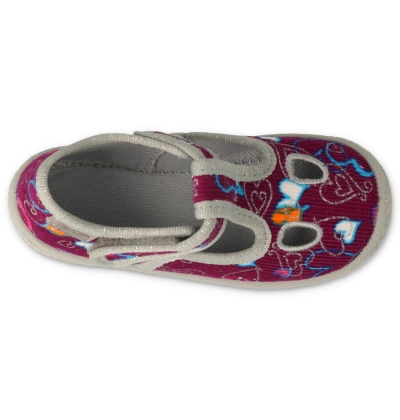 630P002 - dívčí bačkorky Befado vínová, srdce