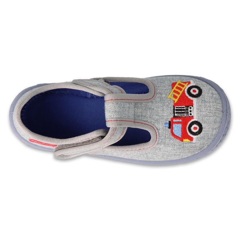 631P012 18  chlapecké bačkorky Befado šedé, hasiči