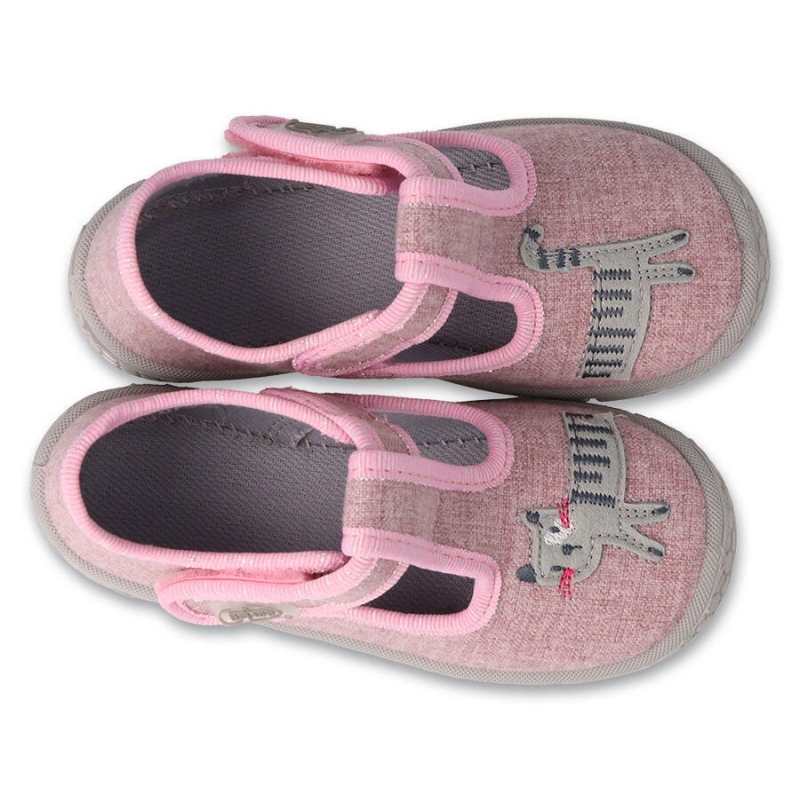 631P020 18 - dívčí bačkorky Befado růžové, kočka