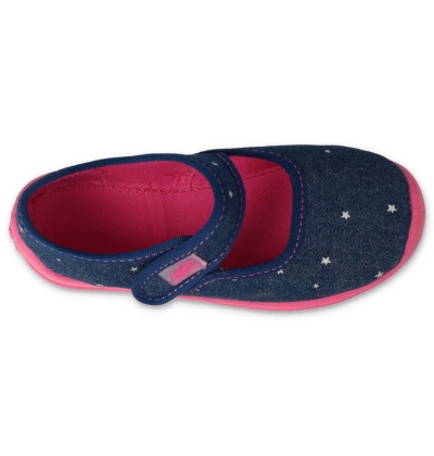 661X012 25 - dívčí balerínky Befado, modré, hvězdy