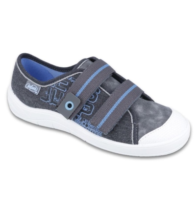 672Y065 31 - chl.tenisky,2 SZ, šedá, modrý nápis