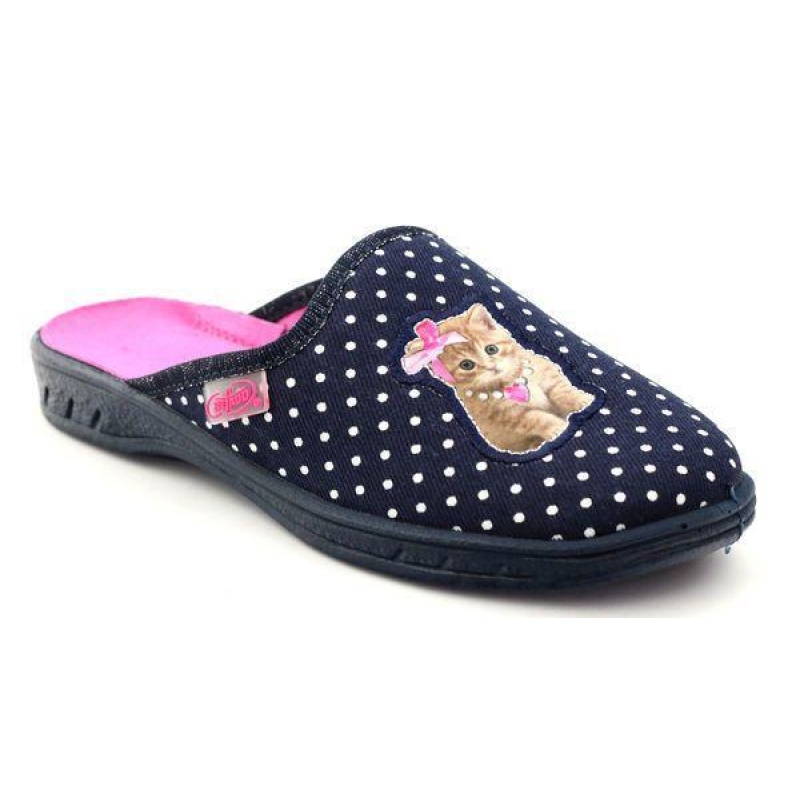 707X370 26 - JOGI pantofle ZŠ, černá, tečky, kočka