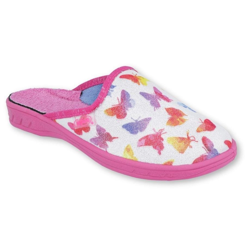 707Y400 36 - JOGI - dív.pantofle, ZŠ, bílá,motýlci