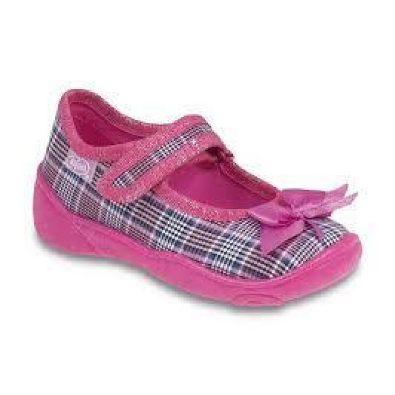 802P068 20 - balerínky, káro růžovo-šedé, mašlička