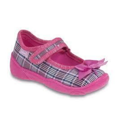 802P068 20 - balerínky, káro růžovo-šedé, mašlička