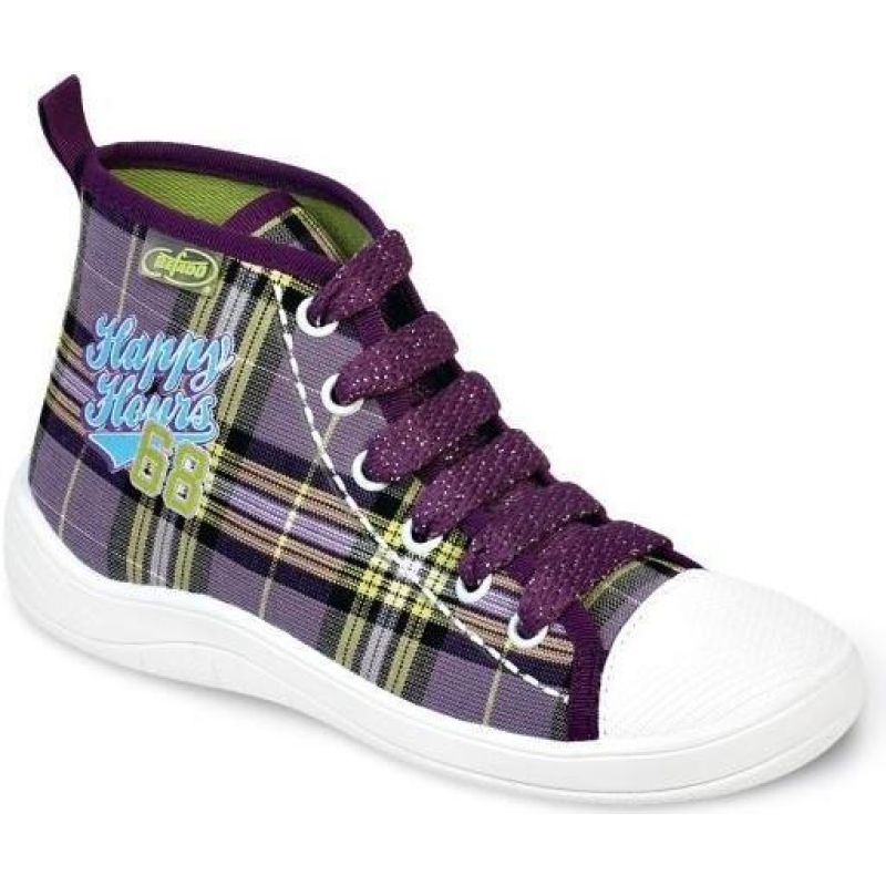 892Y053 31 - dět. tenisky kotníčkové, fialové káro
