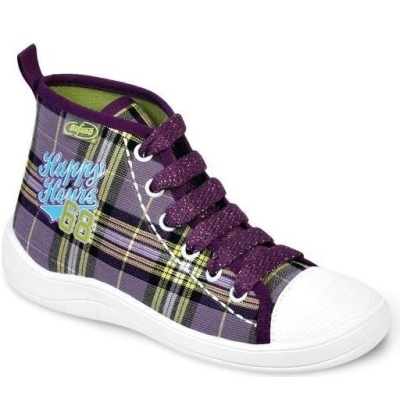 892Y053 31 - dět. tenisky kotníčkové, fialové káro