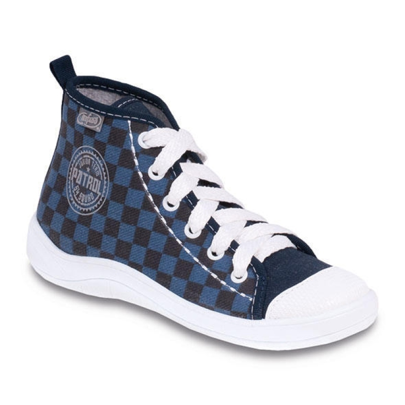 892Y095 31 - chl.tenisky-šachovnice modro-černá