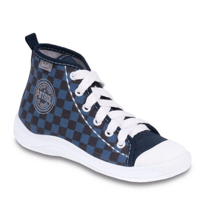 892Y095 31 - chl.tenisky-šachovnice modro-černá