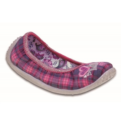 893Y076 31 - dívčí nízká, káro fial.růž.,2 srdíčka