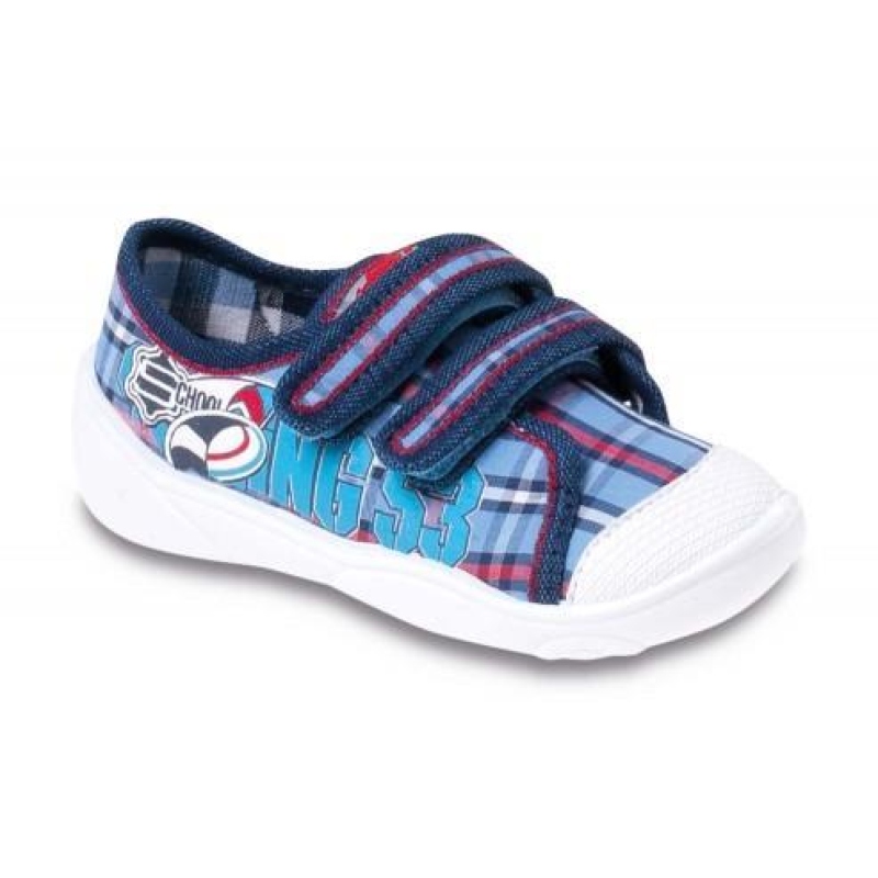 907P065 18 - dět.tenisky-2 SZ, modré káro, míč