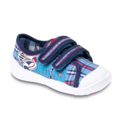 907P065 18 - dět.tenisky-2 SZ, modré káro, míč