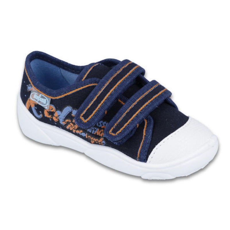 907P094 18 - chl.tenisky-2 SZ, tm.modrá, nápis