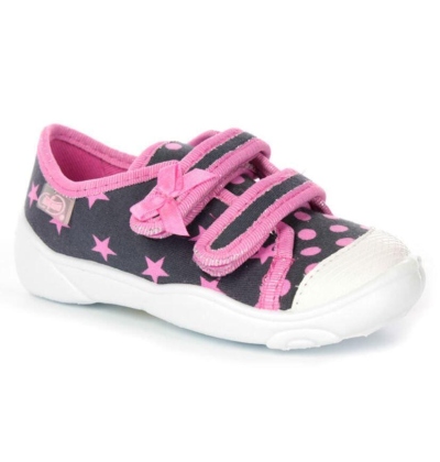 907P098 20 - dív.tenisky-2 SZ, tm.šedá, růž.hvězdy