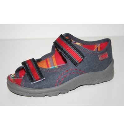 969X019 25 - dět.sandálek s patou, šedo-červená