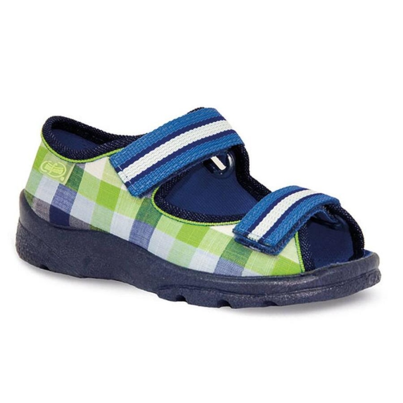 969X070 25- dět.sandálek s patou,kostka modro-zel.