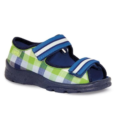 969X070 25- dět.sandálek s patou,kostka modro-zel.
