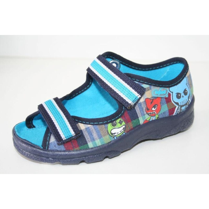 969X072 25 - chl.sandálek s patou,káro modro-červ.