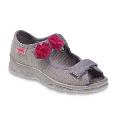 969X103 27 - dívčí sandálek s patou,šedá,2 kytičky
