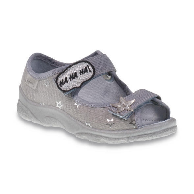 969X122 25 - dívčí sandálek s patou, šedý, hvězdy