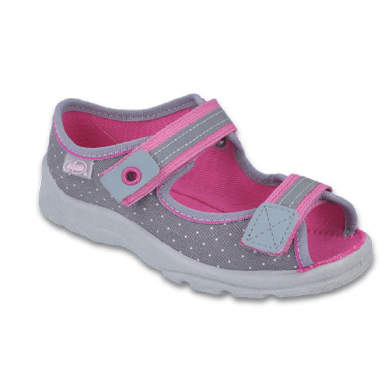 969X126 25 - dívčí sandálek s patou, šedý,bí.tečky