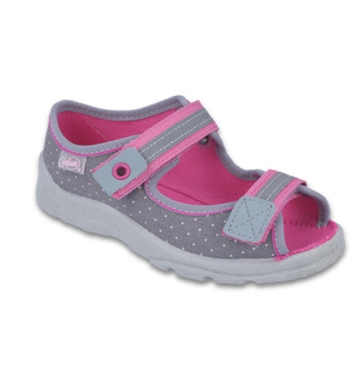 969X126 25 - dívčí sandálek s patou, šedý,bí.tečky