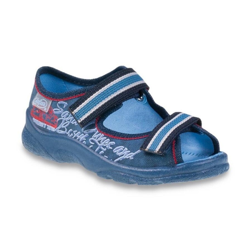 969X129 27 - chl.sandálek s patou, modrý, nápis