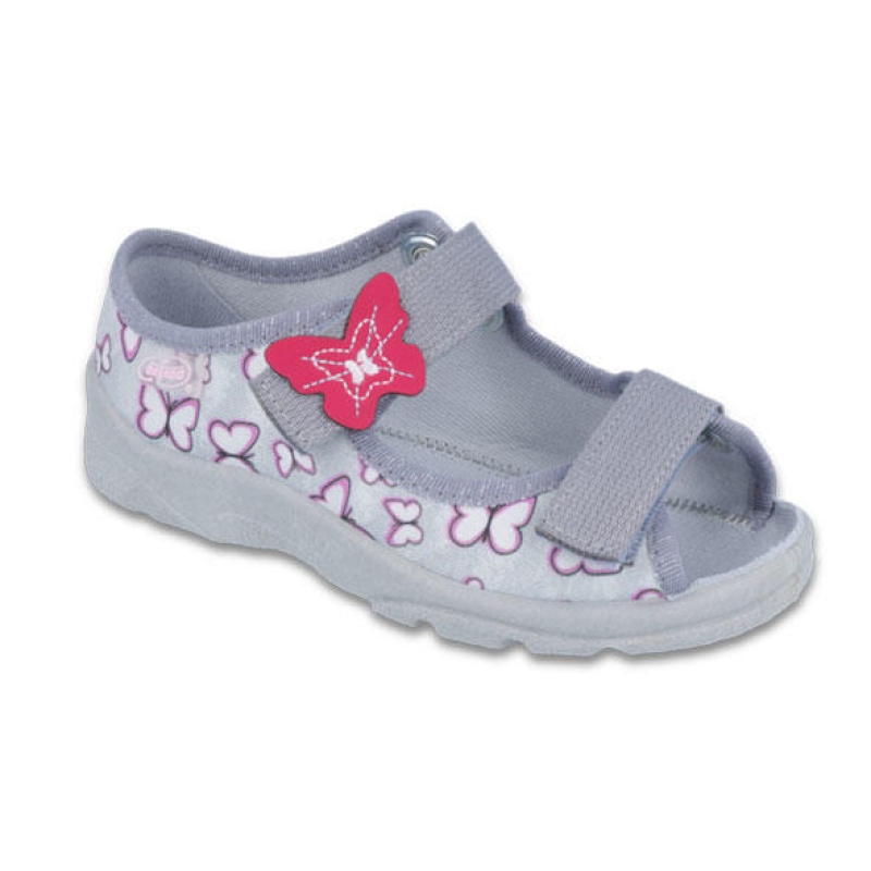 969X135 25 - dívčí.sandálek s patou, šedá, motýlci