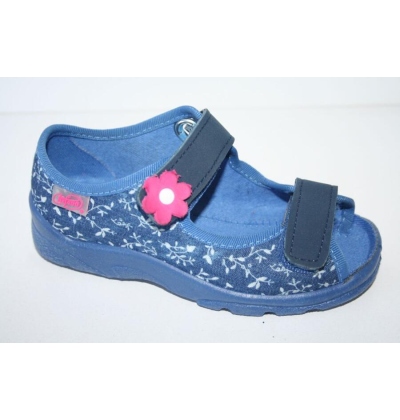969Y082 32 - dívčí sandálek s patou,tm.modrá,kytka